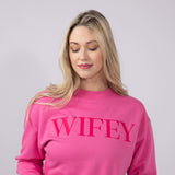 1897 Active Embroidered Wifey Sweatshirt for Women in Pink