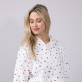 1897 Active Embroidered All Over Print Cherry & Bows Hoodie for Women in Ivory