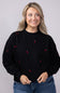 1897 Active Embroidered Chili Peppers Fleece Sweatshirt for Women in Black