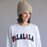 1897 Active Falalala Patch Embroidered Fleece Sweatshirt for Women in Ice Grey