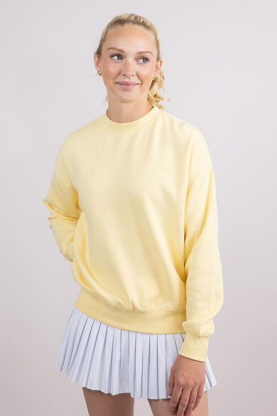 1897 Active Fleece Crewneck for Women in Butter Yellow | T050-LTYELLOW