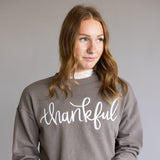 1897 Active Thankful Embroidered Fleece Sweatshirt for Women in Fossil