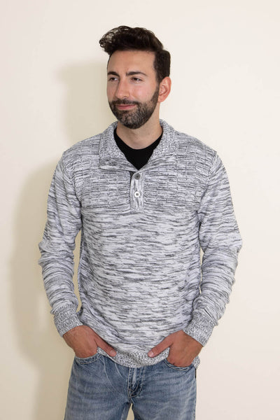 1897 Original 1/4 Button Neck Sweater for Men in White and Black