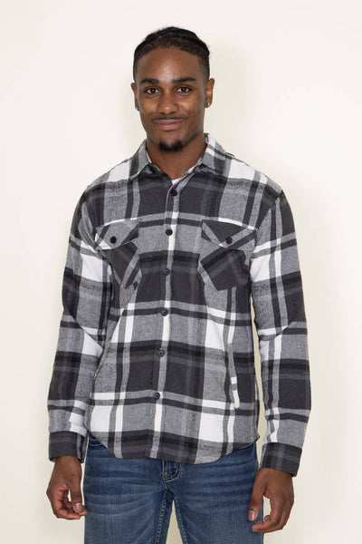 1897 Original Plaid Shacket for Men in Grey | 8PW1087M-CHARCOAL
