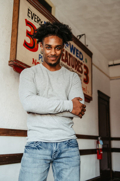 1897 Original Solid Crew Thermal Long Sleeve Shirt for Men in Grey