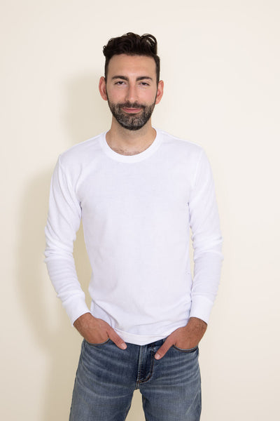 1897 Original Solid Crew Thermal Long Sleeve Shirt for Men in White