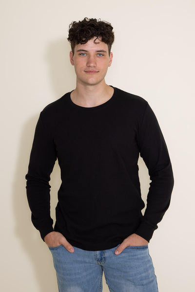 1897 Original Solid Crew Thermal Long Sleeve Shirt for Men in Black