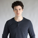 1897 Original Solid Henley Thermal Long Sleeve Shirt for Men in Charcoal