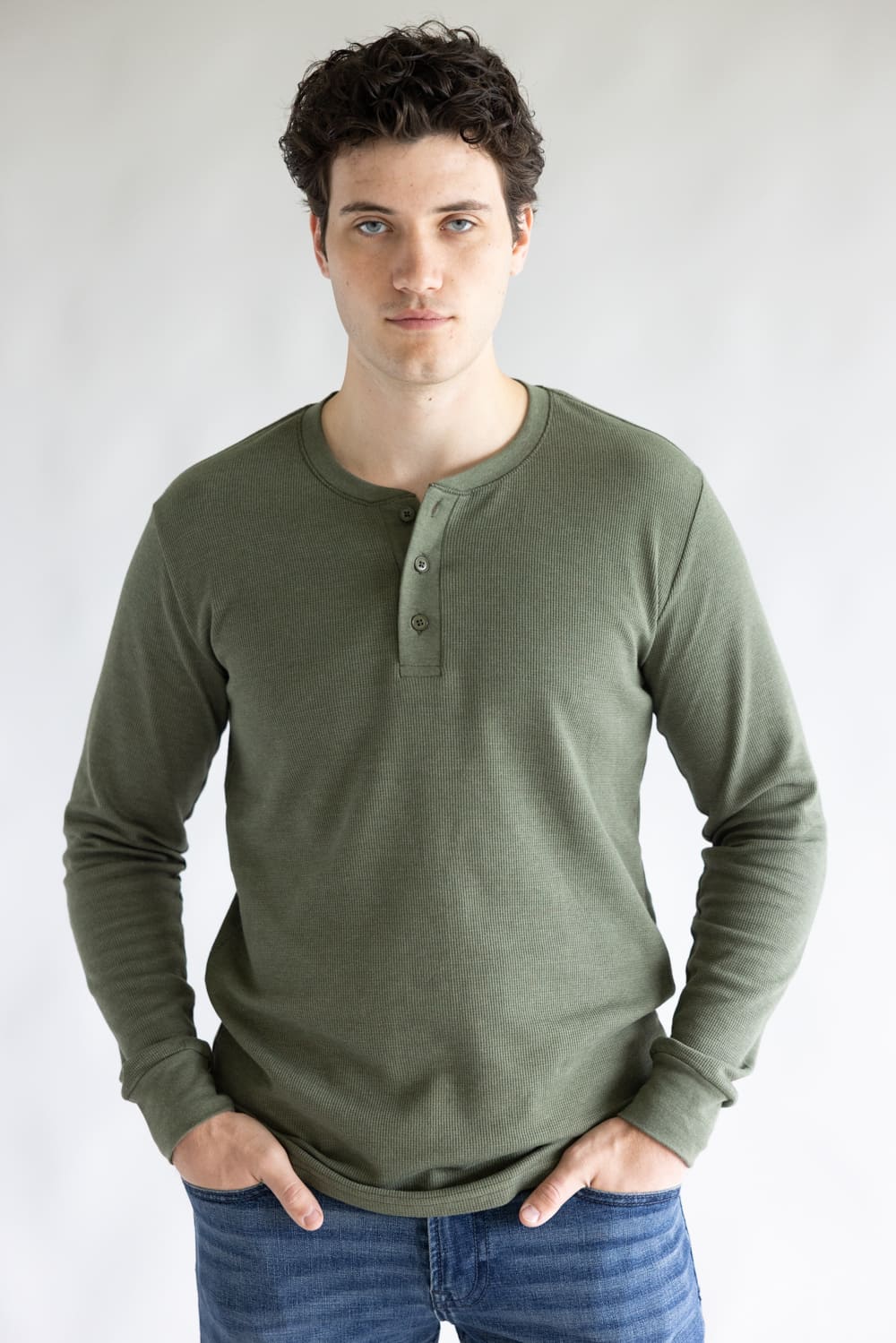 1897 Original Solid Henley Thermal Long Sleeve Shirt for Men in
