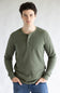 1897 Original Solid Henley Thermal Long Sleeve Shirt for Men in Green