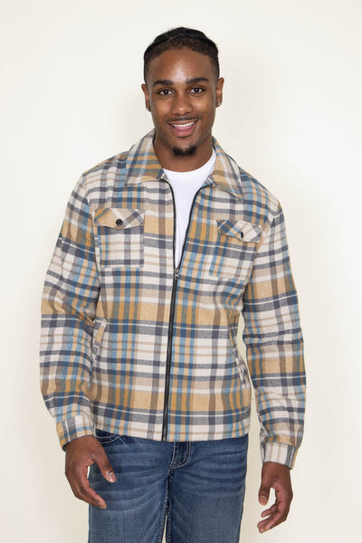 1897 Original Plaid Zipper Shacket for Men in Cream