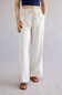 Striped Wide Leg Linen Pants for Women in Off White