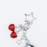 8 Ball Cherry Star Purse Charm in Silver