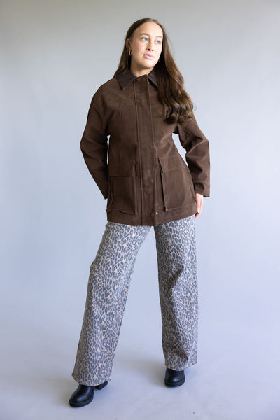 Aaron & Amber Suede Barn Jacket for Women in Brown