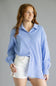 ACOA Mixed Gingham Oversized Button Up Shirt for Women in Blue