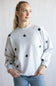 1897 Active Embroidered Four Leaf Clovers Fleece Sweatshirt for Women in Grey