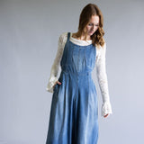 Aaron & Amber Denim Wide Leg Overalls for Women in Medium Wash