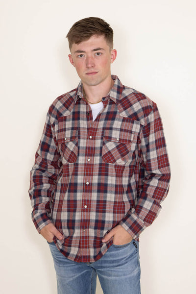 Ariat Harlen Retro Snap Flannel Shirt for Men in Red