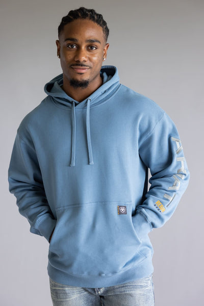 Ariat Rebar Graphic Hoodie for Men in Bluestone
