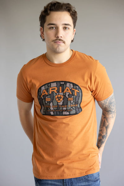Ariat Underlands Camo Badge T-Shirt for Men in Orange