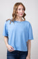 Blu Pepper Short Sleeve Crewneck Ribbed Knit Shirt for Women in Light Blue
