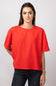 Blu Pepper Short Sleeve Crewneck Ribbed Knit Shirt for Women in Red
