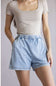 BeCool Elastic Waist Washed Shorts for Women in Light Denim