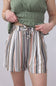 Tie Waist Striped Shorts for Women in Multi