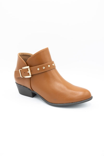 Berness Kashvi Buckle Booties for Women in Caramel Brown