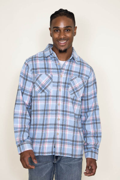 Brooklyn Cloth Heavy Flannel Shacket for Men in Blue