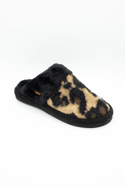 C.C. Leopard Print Slippers for Women in Black