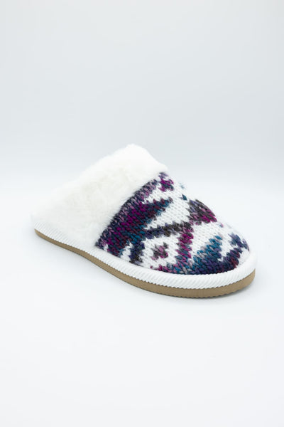 C.C. Ombre Aztec Knitted Slippers for Women in Purple Mix