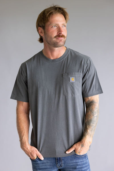 【CARHARTT】 INGO POCKET T-SHIRT GRAPHITE GARMENT DYED 001-CARHARTT-GARMENT-DYED-