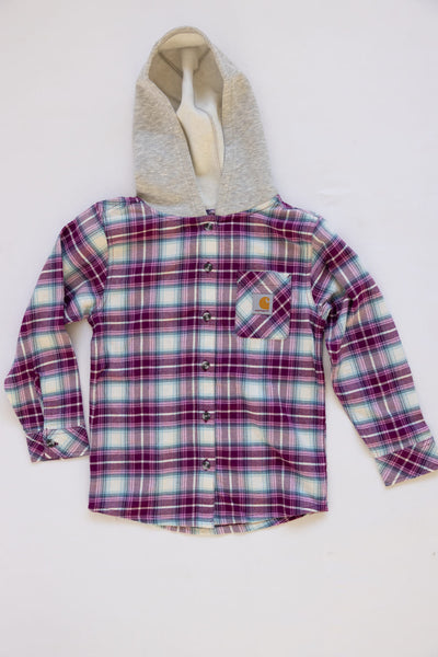 Carhartt Youth Hooded Flannel Shirt for Girls in Pink