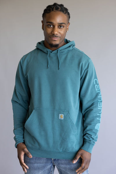Carhartt Legacy Relaxed Fit Mineral Wash Sweatshirt for Men in Greenstone Blue