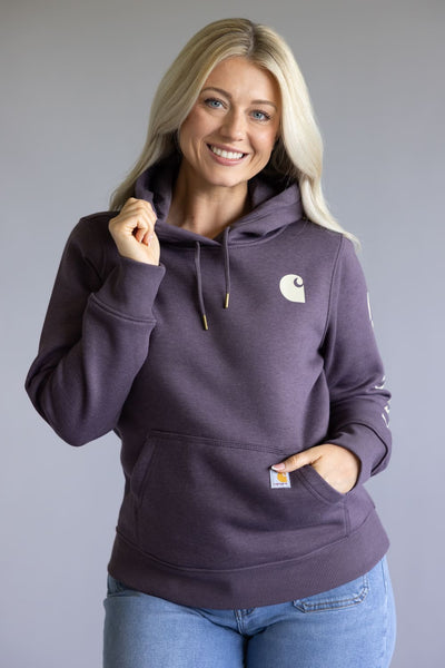 Carhartt Logo Sleeve Midweight Hoodie for Women in Blackberry