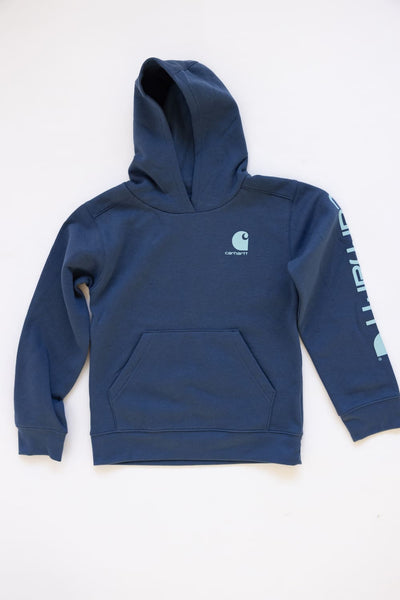 Carhartt Youth Classic Pullover Hoodie for Girls in Dark Denim Blue