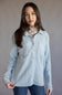 C&C California Mineral Wash Thermal Button Front Shirt for Women in Skyway Blue