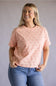 C&C California Toni Eyelet Boxy Crew Tee for Women in Coral Pink