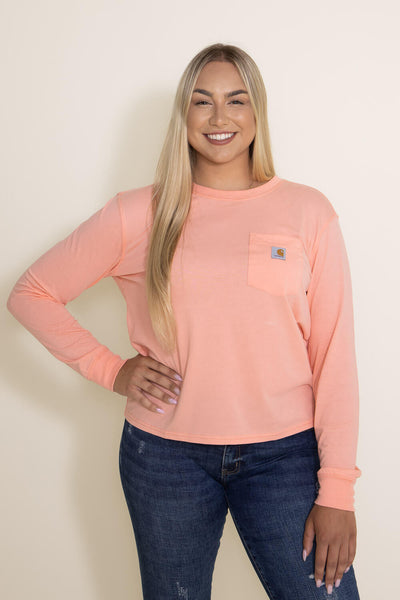 Carhartt Lightweight Pocket Long Sleeve T-Shirt for Women in Sun Bloom