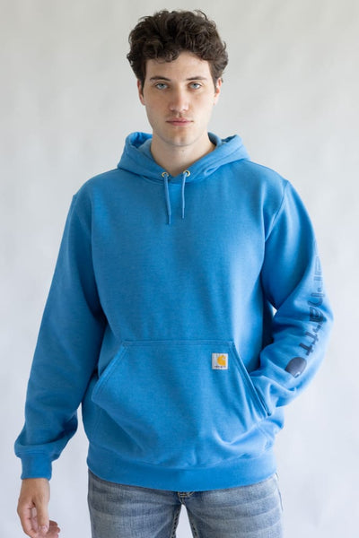 Carhartt Logo Sleeve Hoodie for Men in Horizon Blue