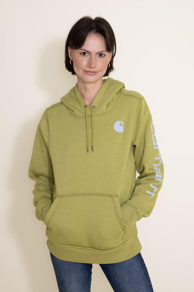 Carhartt Logo Sleeve Midweight Hoodie for Women in Green