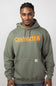 Carhartt Rain Defender Loose Fit Midweight Logo Graphic Sweatshirt for Men in Dusty Olive