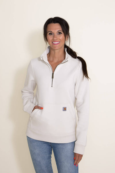 Carhartt Midweight Half-Zip Sweatshirt for Women in Malt White