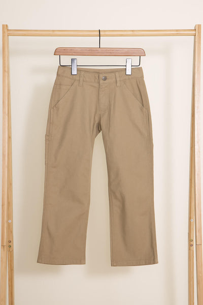 Carhartt Youth Rugged Flex Loose Fit Utility Boot-Cut Work Pants for Boys in Dark Khaki.