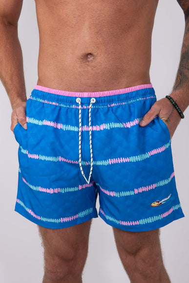Chubbies Embossed Classic Swim Trunks 5.5” Shorts for Men in Blue Stripe