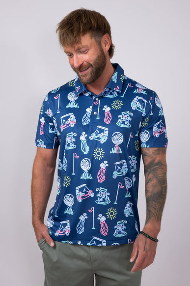 Chubbies Liberty Cup Performance Polo for Men in Blue