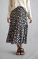Ditsy Floral Tiered Smocked Waist Midi Skirt for Women in Black/Taupe