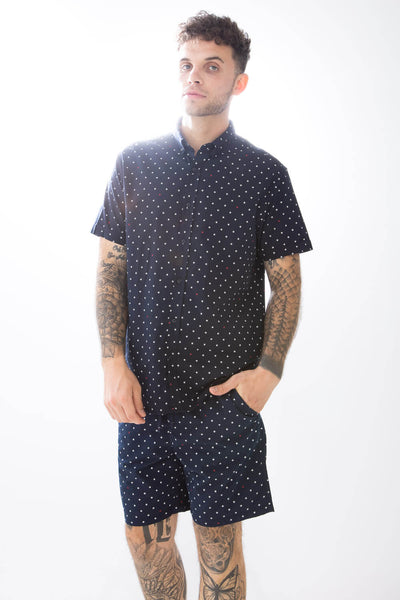 Denim & Flower USA Stars Shorts for Men in Navy