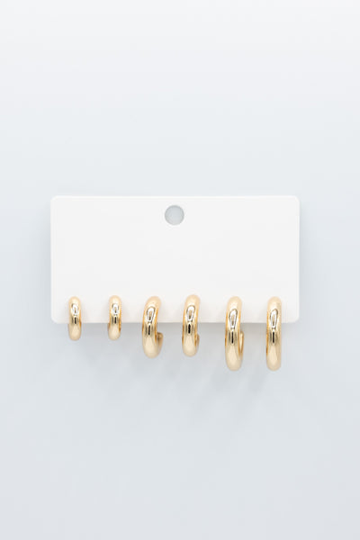 Earring Hoop Set of 3 in Gold